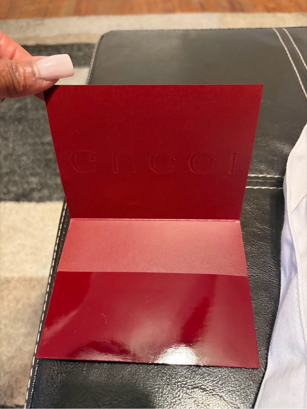 Gucci White Canvas Shopping Tote with Silver Logo + Receipt Holder (Authentic) - Picture 6 of 6